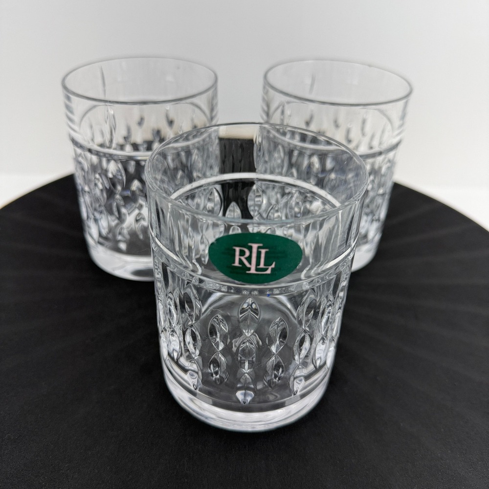Lauren Ralph Lauren Montgomery Crystal Double Old Fashioned Glasses Set of 3 RLL